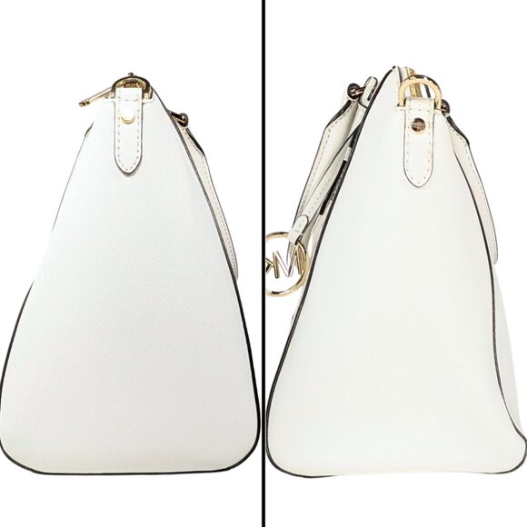 Michael Kors Ciara White Studded Saffiano Leather Convertible Satchel Crossbody - Picture 4 of 10